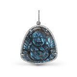 Labradorite Carved Sitting Buddha Diamond Pendant