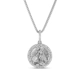 Silver and Diamond Guardian Angel Coin Necklace