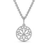 Diamond Lotus Silhouette Medallion Pendant