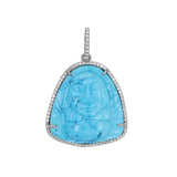 Turquoise Carved Sitting Buddha Diamond Pendant