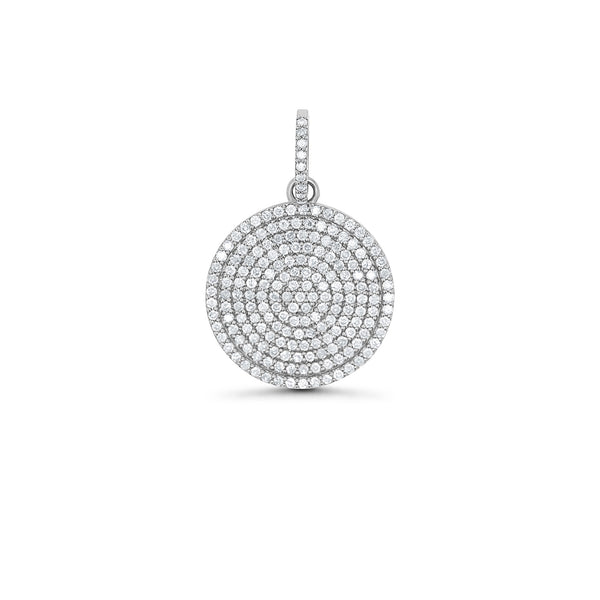 All Diamond Circle Medallion Pendant Only or on Cable Chain