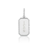 Custom Engravable Silver Dog Tag Pendant with Diamond Halo