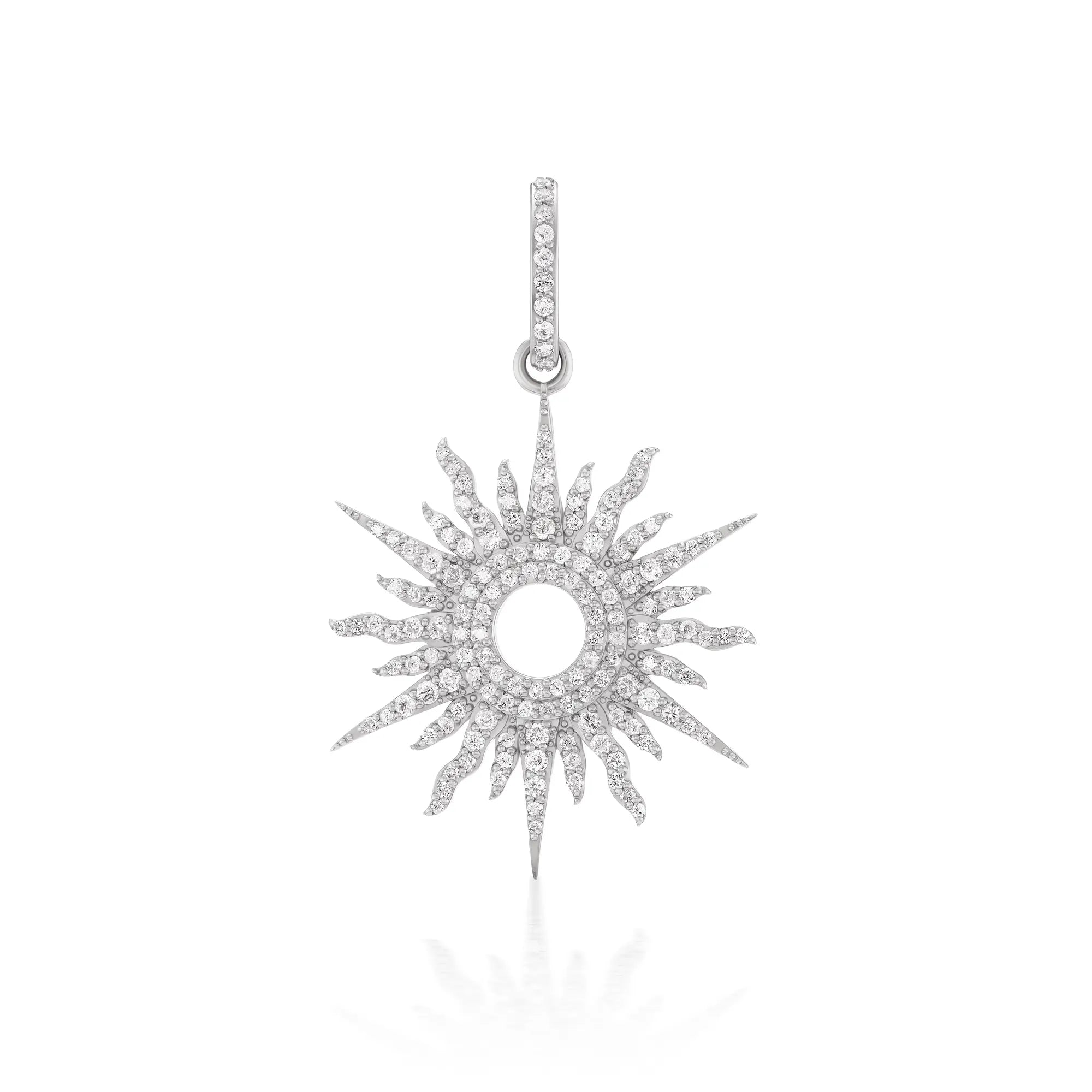 Collier avec pendentif soleil en diamant et centre ouvert sur chaîne câble - 45,7 cm