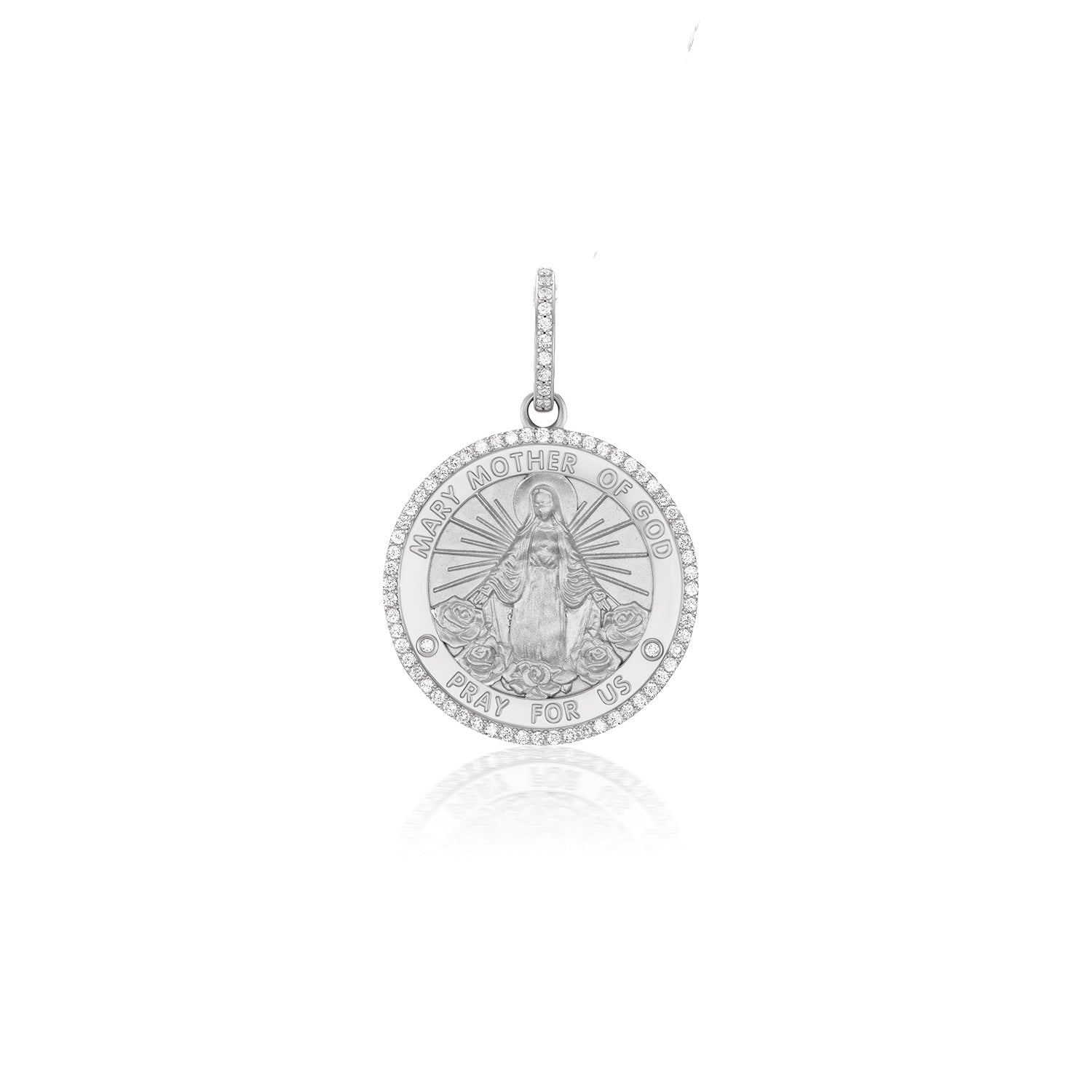 Mary Mother of God Diamond Pendant on Franco Chain Necklace - 18"