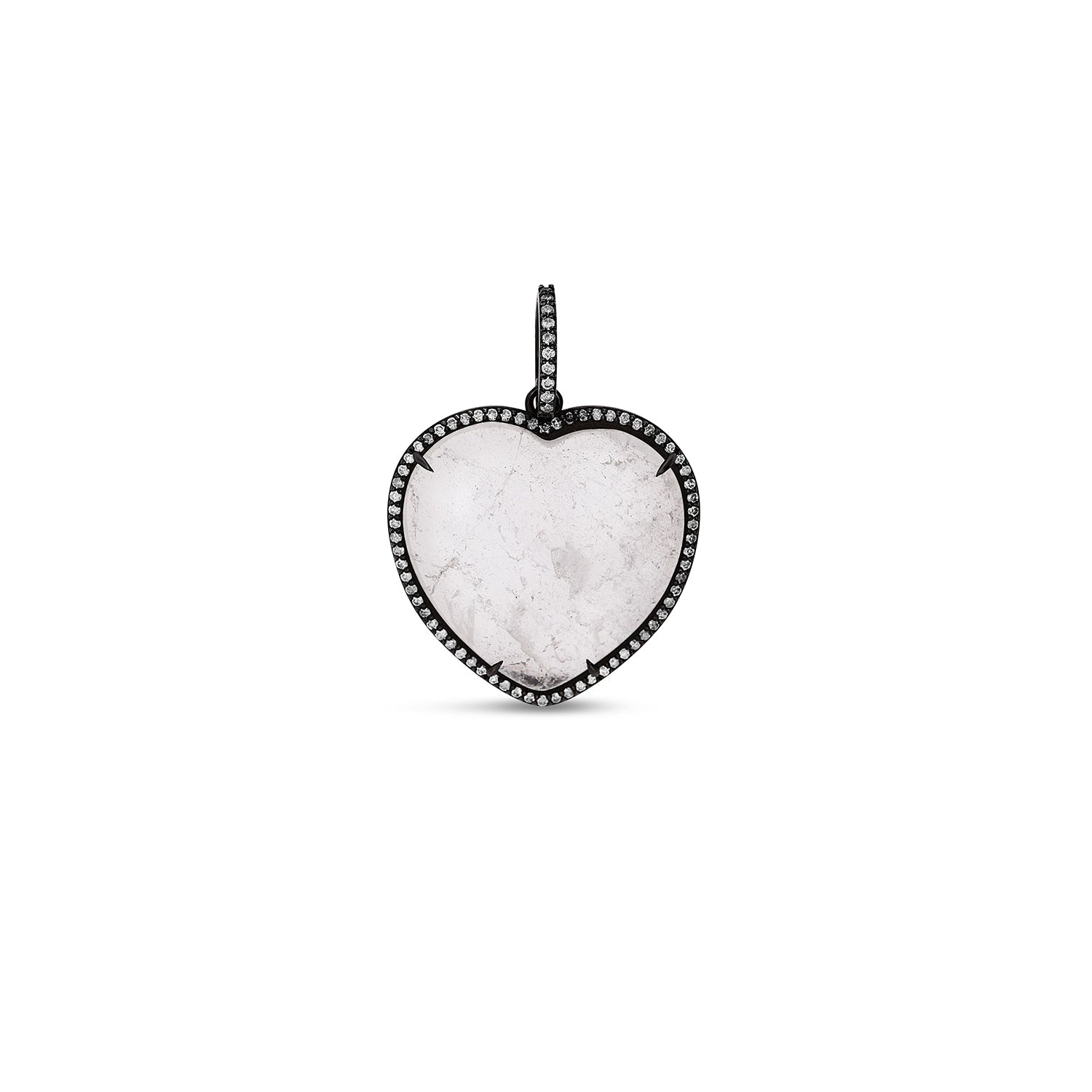 Crystal Quartz and Diamond Heart Pendant - One of a Kind