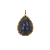 14k Labradorite Faceted Teardrop Diamond Pendant