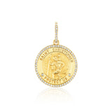 14K St. Christopher "Protect Us" Medallion with Diamond Halo on Snake Chain - 30"