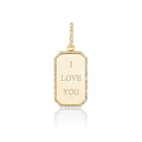 Custom Engravable 14K Dog Tag Pendant with Diamond Halo