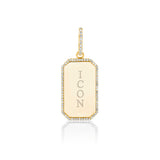 Custom Engravable 14K Dog Tag Pendant with Diamond Halo