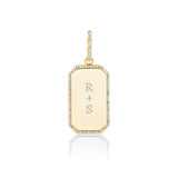 Custom Engravable 14K Dog Tag Pendant with Diamond Halo