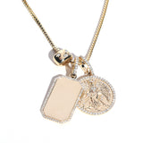 Custom Engravable 14K Dog Tag Pendant with Diamond Halo