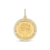 14k Diamond Lotus Medallion "Hold Us in Your Light" - 30mm