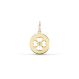 14k Open Clover Diamond Bezel Pendant Only or on 14k Link Chain - 18"