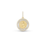 14k St. Christopher "Protect Us" Diamond & White Enamel Pendant Only or on Franco Chain 18"