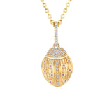 Collier pendentif coccinelle en tourmaline rose 14 carats - 45,7 cm