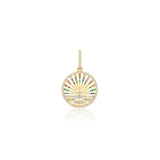 14k Rainbow Gemstone Sunrise Pendant Necklace - 20"