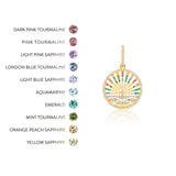 14k Rainbow Gemstone Sunrise Pendant Necklace - 20"