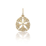 14k Sand Dollar Pendant Necklace with Champagne & White Diamonds- 30"
