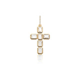 14k Crystal Quartz Bezel Set Cross Pendant