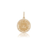 14k Mary Mother of God Diamond Pendant on Franco Chain Necklace - 18"