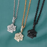 Pendentif mini rose en diamant noir