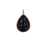 14k Rose Gold Onyx Teardrop Diamond Pendant