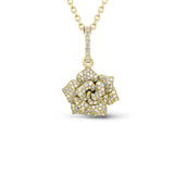 Pendentif mini rose en or 14 carats et diamants