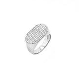 Pave Diamond Sterling Silver Signet Ring