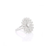 Large Silver & Pave Diamond Daisy Flower Ring