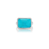 The Joni Emerald Cut Cabochon Ring - Turquoise