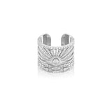 Diamond Sunrise Wide Cuff Ring