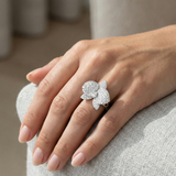 Bague Orchidée en diamant avec topaze centrale