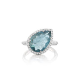 Aquamarine and Diamond Waterdrop Ring