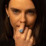 Bague en forme de larme en aigue-marine et diamant