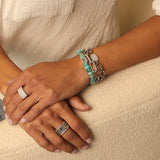 Blue Mix Beaded Bracelet with Aquamarine & Diamond Bead Connector - 8mm