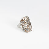 Champagne Mix Cobblestone Diamond Shield Ring