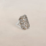 Champagne Mix Cobblestone Diamond Shield Ring