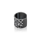 Black and White Cobblestone Diamond Wide Cuff Ring