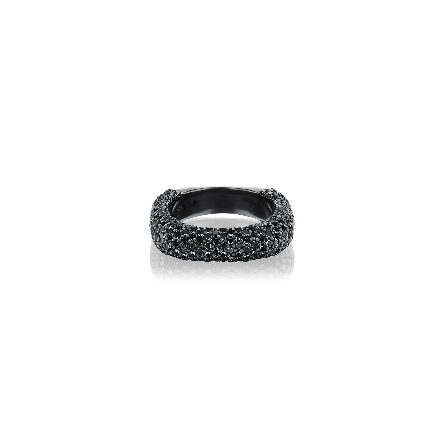 Womens Silver Diamond Ring in the Shape of a Square with a Fringe on  Finger, on a Black Background. Stock Photo - Image of color, black:  145163994