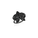 Black Diamond Orchid Ring with Spinel Center