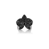 Black Diamond Orchid Ring with Spinel Center