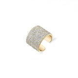14K Gold Diamond Wide Cuff Ring