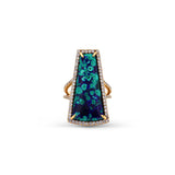 14k Azurite & Malachite Diamond Split Shank Ring - One of a Kind