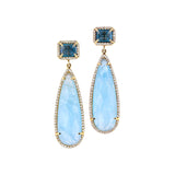 14k Gold Aquamarine and London Blue Topaz Double Drop Earrings "One of a Kind"