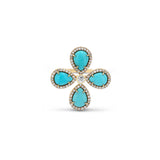 14k Turquoise Cross Ring with Diamond Halo & Diamond Bezel Center - One of a Kind