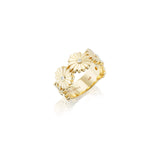 14k Gold Daisy with Bezel Centers Band Ring