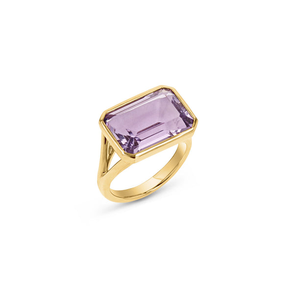 The Joni 14k Gold Emerald Cut Ring - Amethyst – Sheryl Lowe