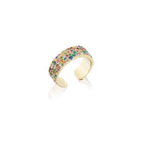 14k Mini Rainbow Cobblestone Confetti Cuff Ring