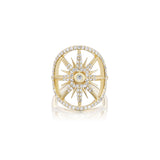 14k Diamond Star with Bezel Center Saddle Ring