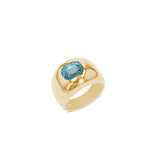 14k Blue Zircon Cushion Bombe Ring